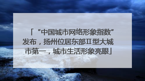 “中国城市网络形象指数”发布，扬州位居东部Ⅱ型大城市第一，城市生活形象亮眼