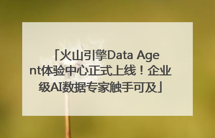 火山引擎Data Agent体验中心正式上线！企业级AI数据专家触手可及