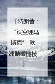 特朗普：“没空理马斯克” 欧洲抛橄榄枝