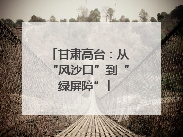 甘肃高台：从“风沙口”到“绿屏障”