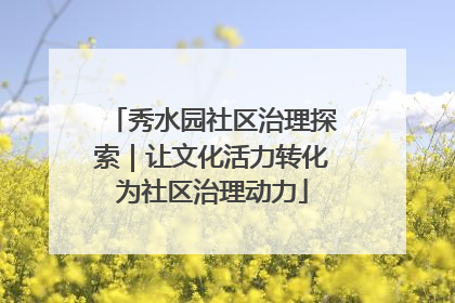 秀水园社区治理探索｜让文化活力转化为社区治理动力