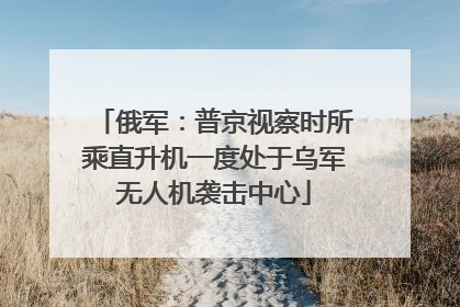 俄军：普京视察时所乘直升机一度处于乌军无人机袭击中心