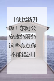 便民新升级！东阿公安政务服务这些亮点你不能错过