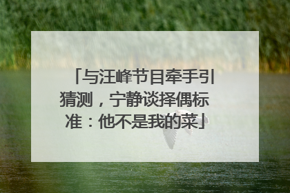 与汪峰节目牵手引猜测，宁静谈择偶标准：他不是我的菜
