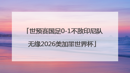 世预赛国足0-1不敌印尼队 无缘2026美加墨世界杯