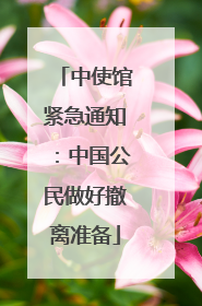 中使馆紧急通知：中国公民做好撤离准备