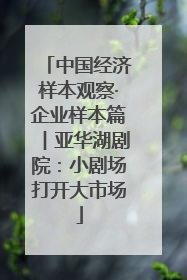 中国经济样本观察·企业样本篇︱亚华湖剧院：小剧场打开大市场