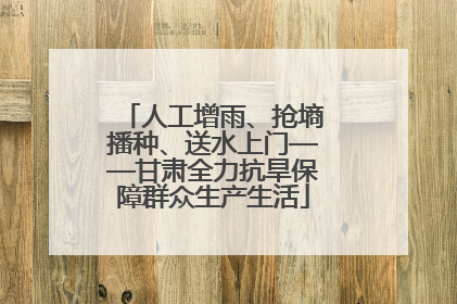 人工增雨、抢墒播种、送水上门——甘肃全力抗旱保障群众生产生活