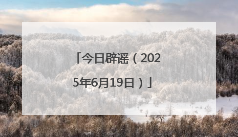 今日辟谣（2025年6月19日）