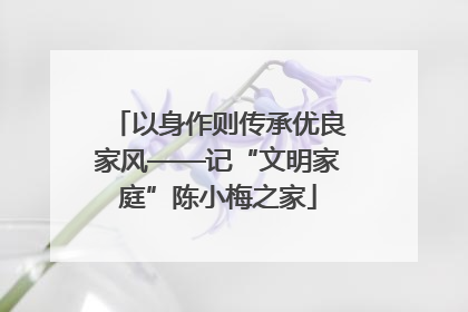 以身作则传承优良家风——记“文明家庭”陈小梅之家