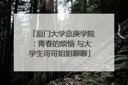厦门大学嘉庚学院：青春的烦恼 与大学生哥哥姐姐聊聊
