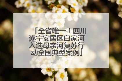全省唯一！四川遂宁安居区白家河入选母亲河复苏行动全国典型案例