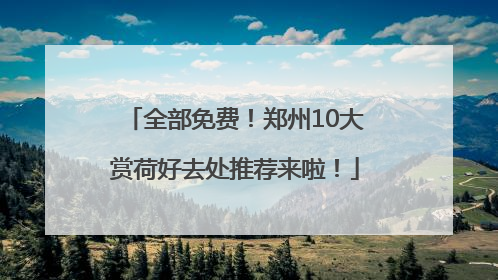 全部免费！郑州10大赏荷好去处推荐来啦！
