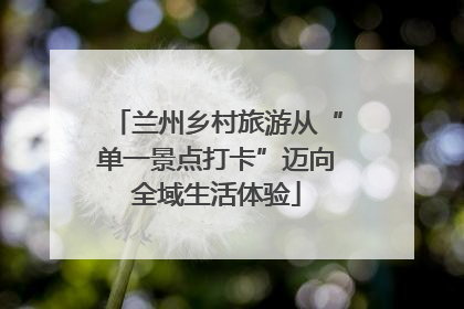 兰州乡村旅游从“单一景点打卡”迈向全域生活体验