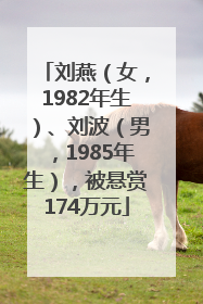 刘燕（女，1982年生）、刘波（男，1985年生），被悬赏174万元