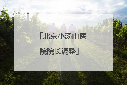 北京小汤山医院院长调整