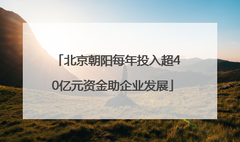 北京朝阳每年投入超40亿元资金助企业发展