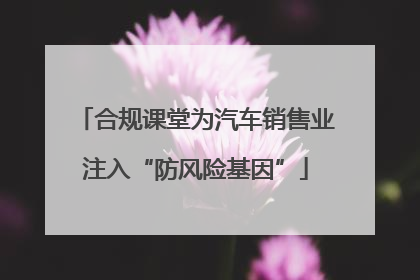 合规课堂为汽车销售业注入“防风险基因”