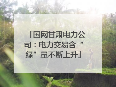 国网甘肃电力公司：电力交易含“绿”量不断上升