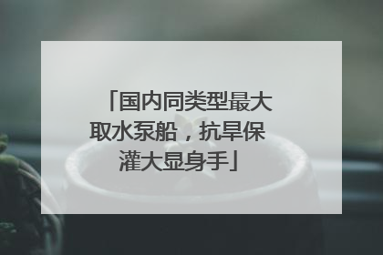 国内同类型最大取水泵船，抗旱保灌大显身手