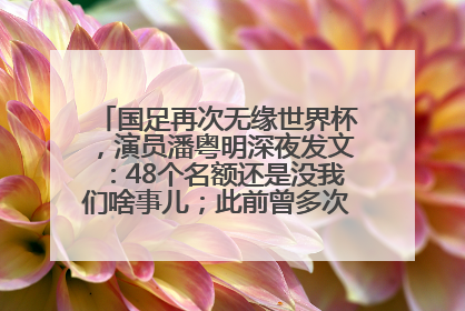 国足再次无缘世界杯，演员潘粤明深夜发文：48个名额还是没我们啥事儿；此前曾多次为国足发声