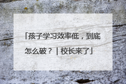孩子学习效率低，到底怎么破？｜校长来了
