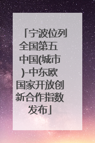 宁波位列全国第五 中国(城市)-中东欧国家开放创新合作指数发布