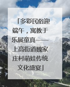 多彩民俗迎端午，寓教于乐展童真——上高街道魏家庄村萌娃传统文化盛宴