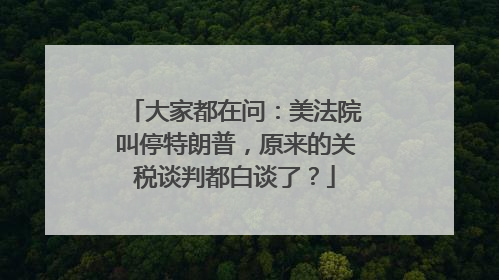 大家都在问：美法院叫停特朗普，原来的关税谈判都白谈了？