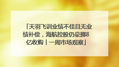 天羽飞训业绩不佳且无业绩补偿，海航控股仍豪掷8亿收购丨一周市场观察