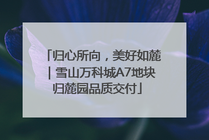 归心所向，美好如麓｜雪山万科城A7地块归麓园品质交付