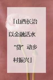 山西长治以金融活水“贷”动乡村振兴