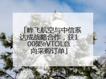 峰飞航空与中信系达成战略合作，获100架eVTOL意向采购订单