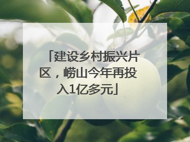 建设乡村振兴片区，崂山今年再投入1亿多元