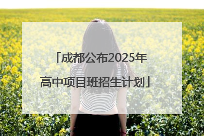 成都公布2025年高中项目班招生计划