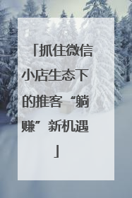 抓住微信小店生态下的推客“躺赚”新机遇