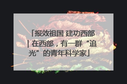 报效祖国 建功西部｜在西部，有一群“追光”的青年科学家