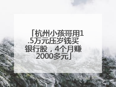 杭州小孩哥用1.5万元压岁钱买银行股，4个月赚2000多元
