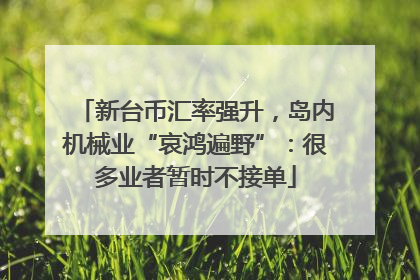 新台币汇率强升，岛内机械业“哀鸿遍野”：很多业者暂时不接单