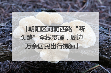 朝阳区河荫西路“断头路”全线贯通，周边万余居民出行提速
