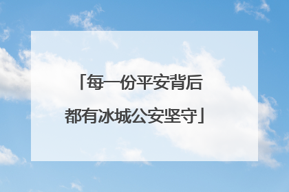 每一份平安背后 都有冰城公安坚守