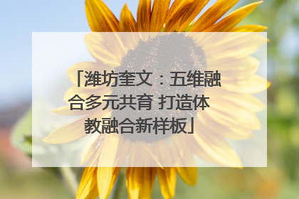 潍坊奎文：五维融合多元共育 打造体教融合新样板