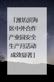 潍坊滨海区中外合作产业园安全生产月活动成效显著