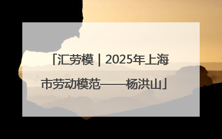 汇劳模｜2025年上海市劳动模范——杨洪山