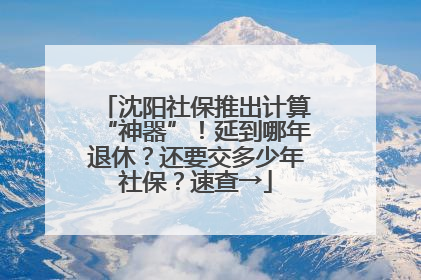 沈阳社保推出计算“神器”！延到哪年退休？还要交多少年社保？速查→