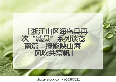 浙江山区海岛县再次“减员”系列谈苍南篇：绿能映山海 风吹共富帆