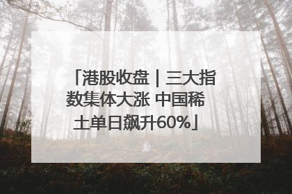 港股收盘｜三大指数集体大涨 中国稀土单日飙升60%