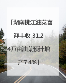 湖南桃江油菜喜迎丰收 31.24万亩油菜预计增产7.4%