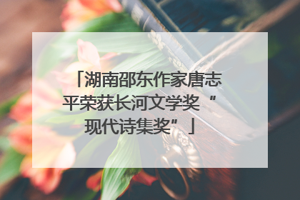 湖南邵东作家唐志平荣获长河文学奖“现代诗集奖”