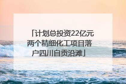 计划总投资22亿元 两个精细化工项目落户四川自贡沿滩